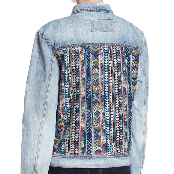 denim jacket with embroidery on back